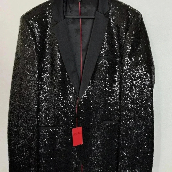 TUXEDO JACKET HUGO BOSS BLACK SEQUINED NWT SZ 44R MSRP 645